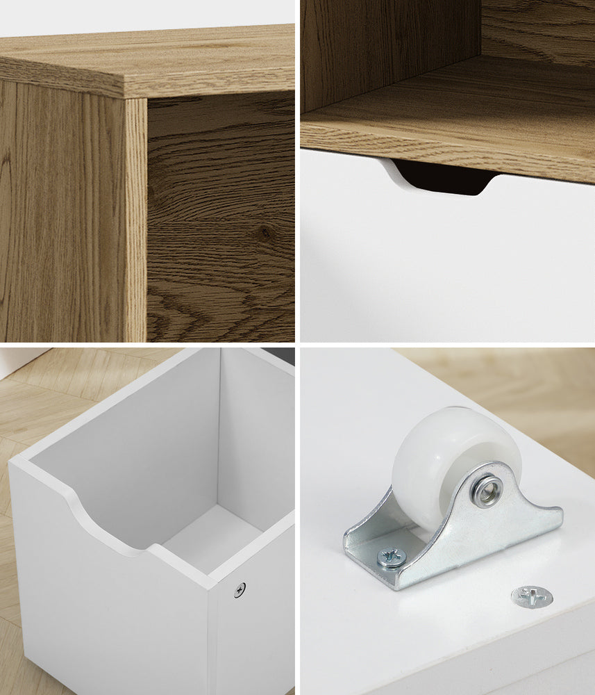 Kids Storage Organizer Cabinet with Removable Boxes Natural and White