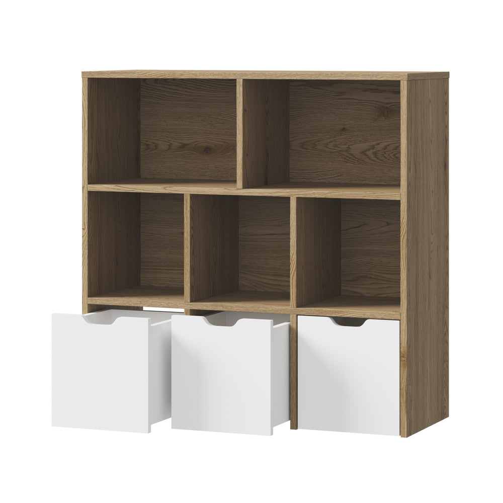 Kids Storage Organizer Cabinet with Removable Boxes Natural and White