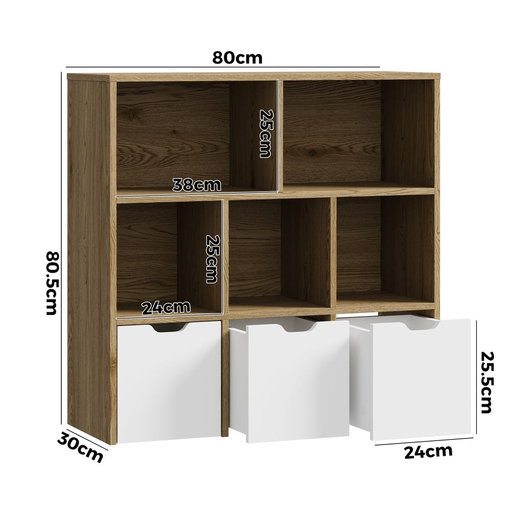 Kids Storage Organizer Cabinet with Removable Boxes Natural and White