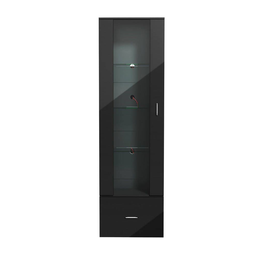 Black High Gloss Buffet Sideboard with LED and Glass Door
