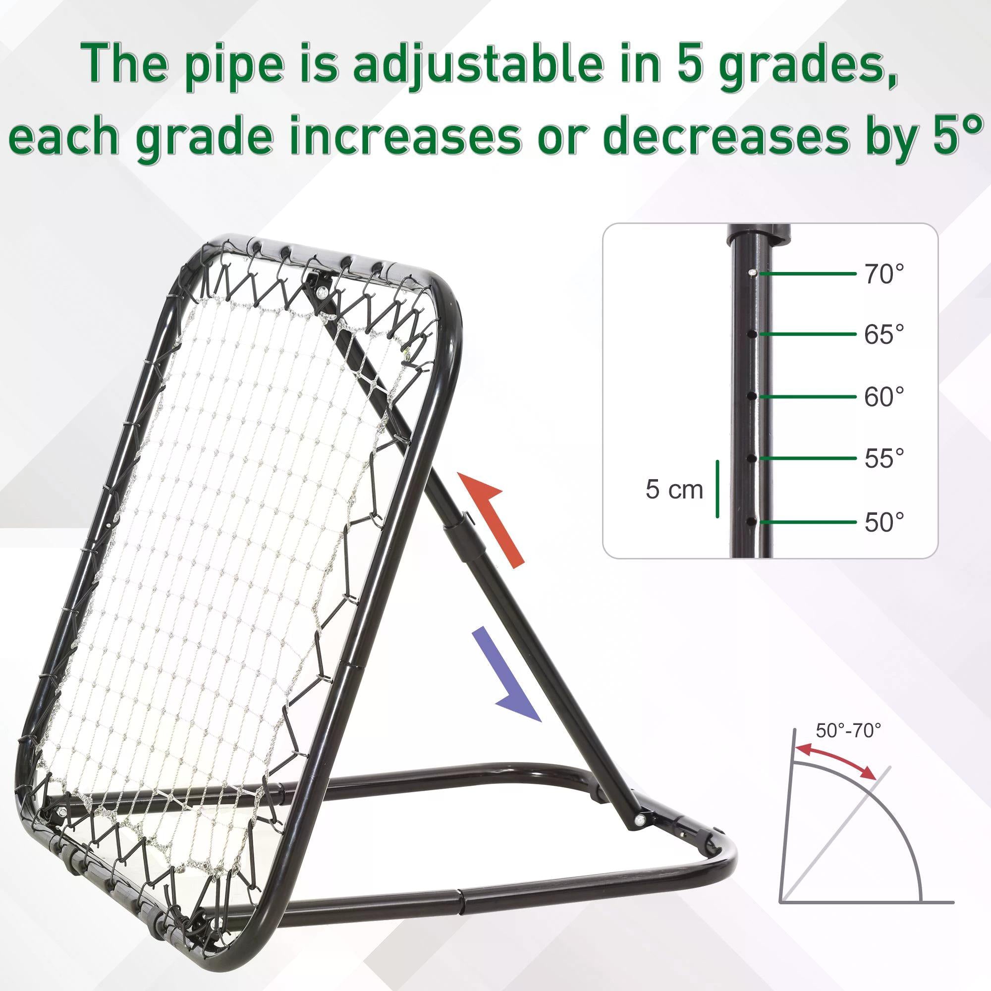 Angle Adjustable Rebounder Net Goal Training Set Football, Baseball, Basketball Daily Training, Black