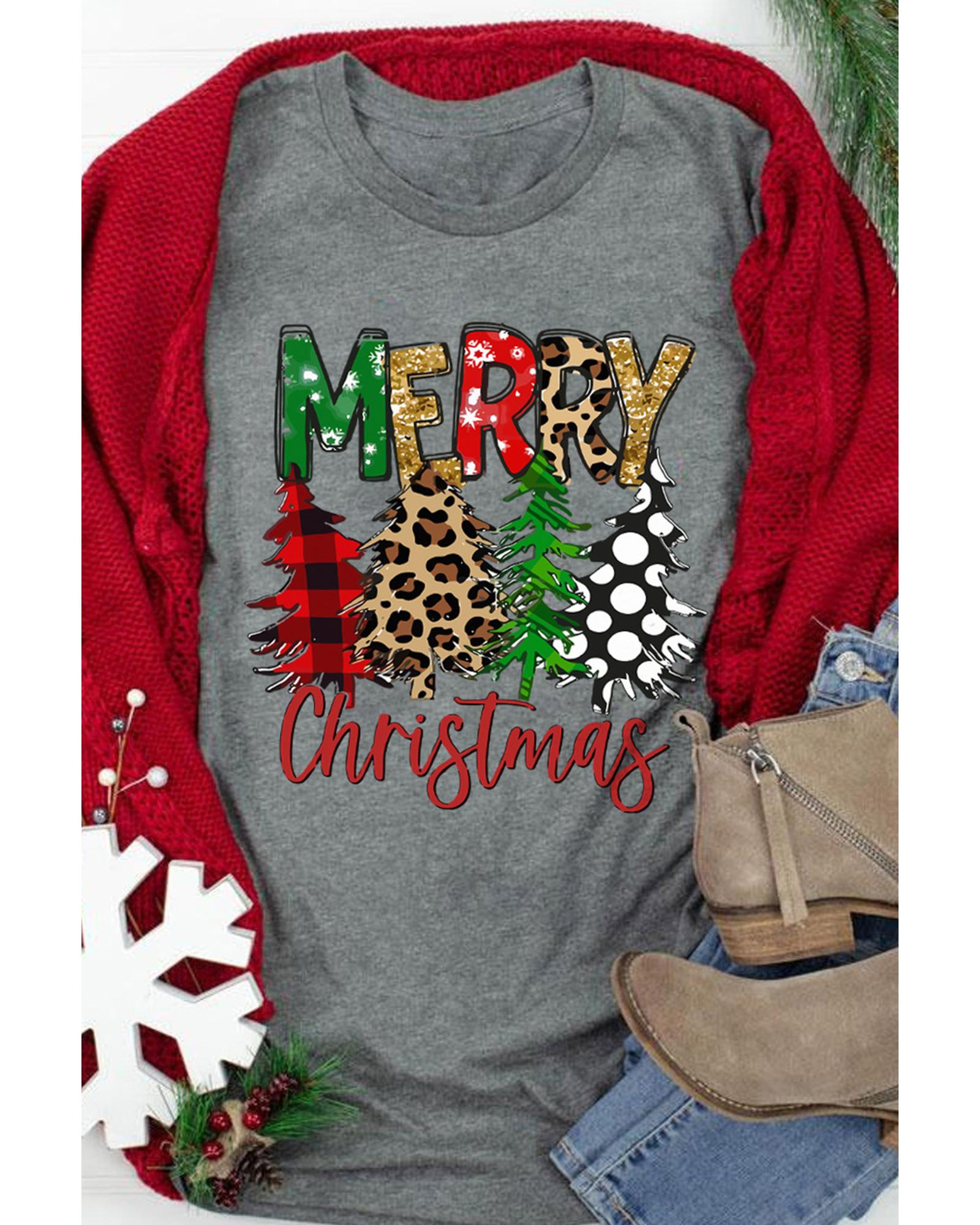 NNEDSZ Azura Exchange Christmas Tree Pattern Crew Neck Graphic Tee - XL