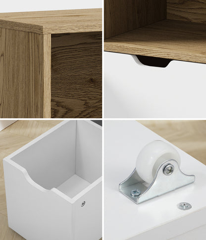 Kids Storage Organizer Cabinet with Removable Boxes Natural and White