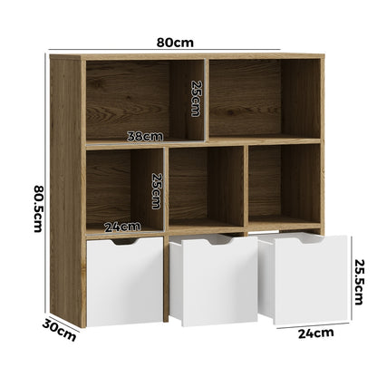 Kids Storage Organizer Cabinet with Removable Boxes Natural and White
