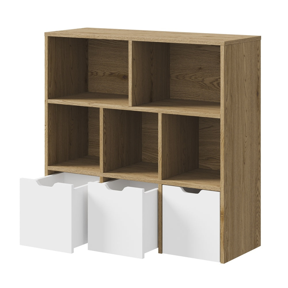 Kids Storage Organizer Cabinet with Removable Boxes Natural and White