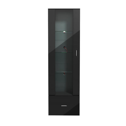 Black High Gloss Buffet Sideboard with LED and Glass Door