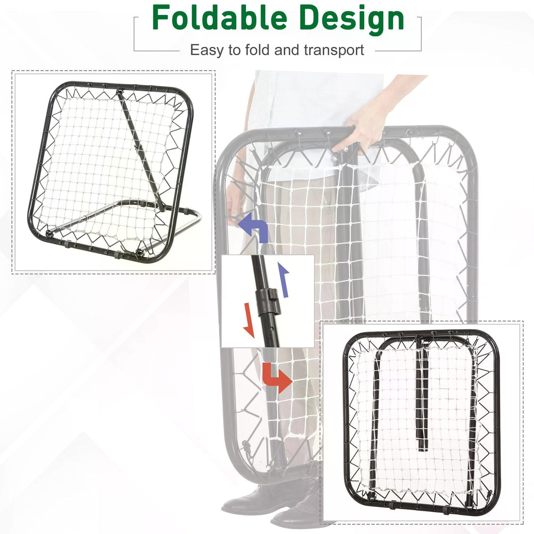 Angle Adjustable Rebounder Net Goal Training Set Football, Baseball, Basketball Daily Training, Black