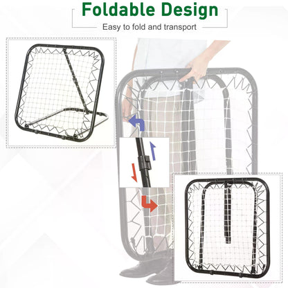 Angle Adjustable Rebounder Net Goal Training Set Football, Baseball, Basketball Daily Training, Black