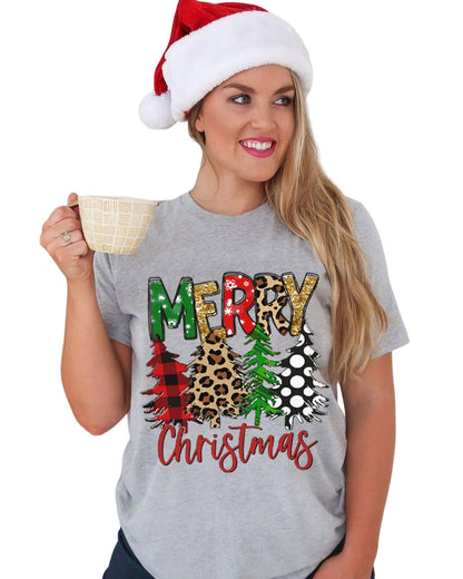 NNEDSZ Azura Exchange Christmas Tree Pattern Crew Neck Graphic Tee - XL